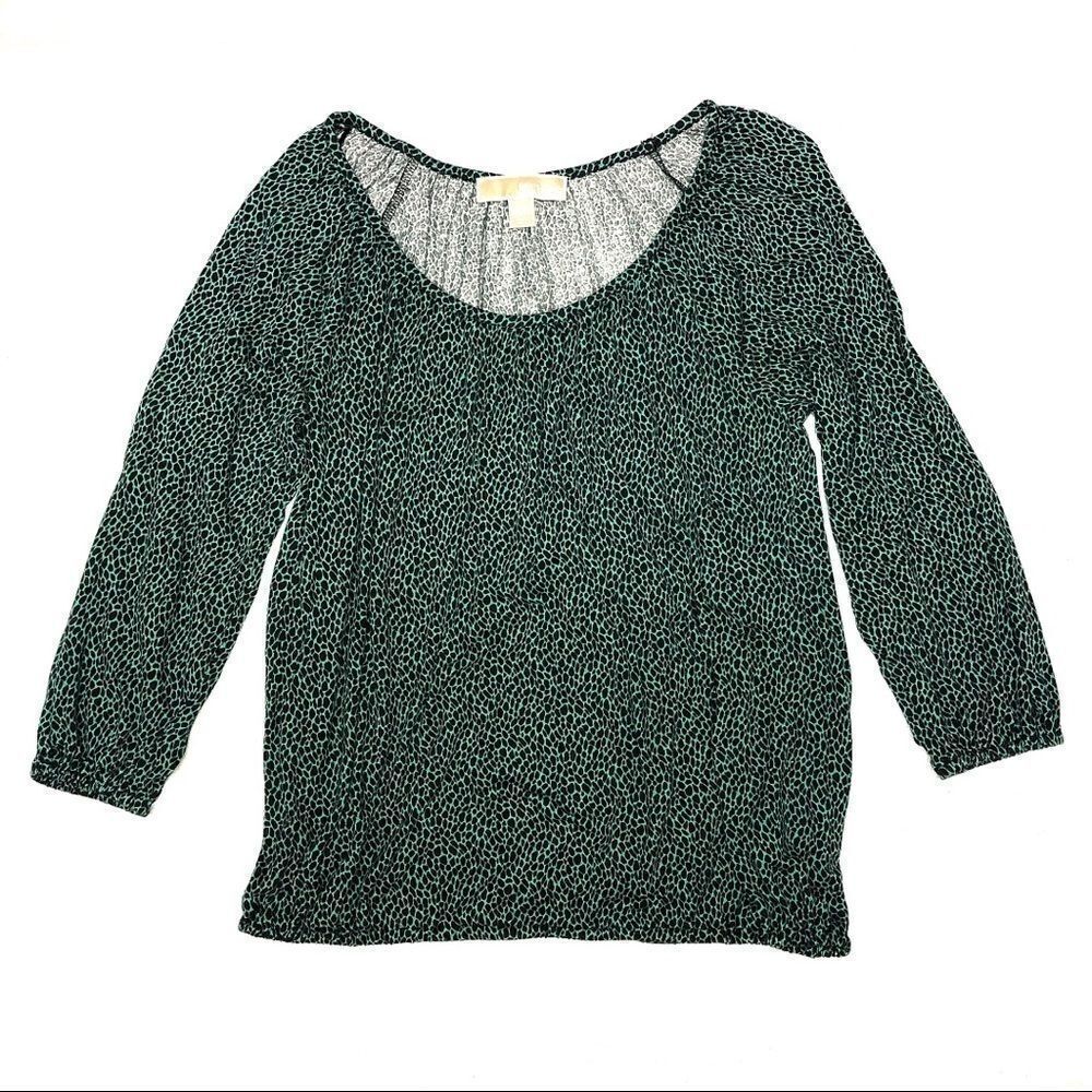 Michael Kors Green Scoop Neck Giraffe Animal